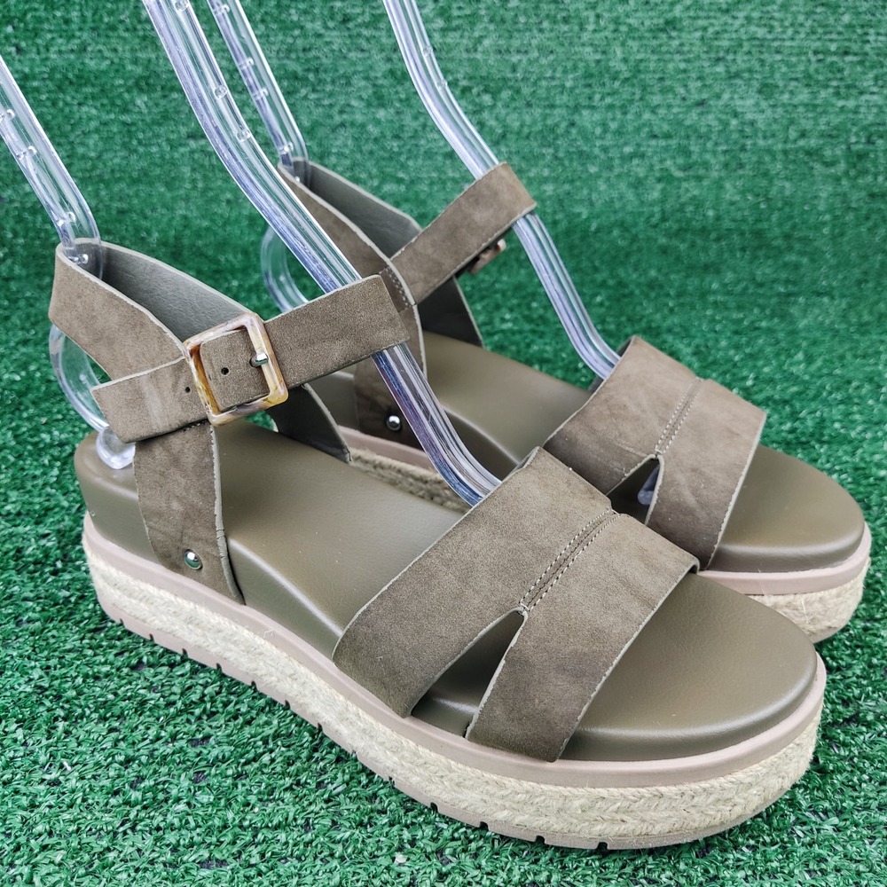 MIA Sandals Womens 8 Olive Gala Platform Espadrille Wedge H-Strap MH2326BMM